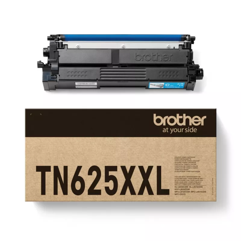 Cartucho de tóner Brother TN-625XXLC Cian Original, 6500 páginas, 1 ud.