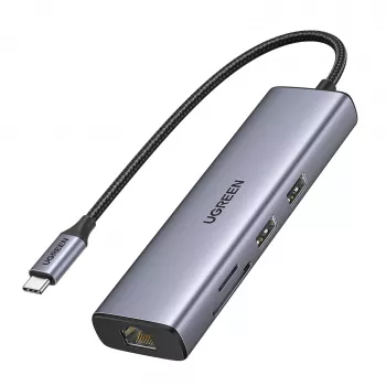 Hub USB-C UGREEN 90568 2 USB 3.0 HDMI RJ45 SD TF PD puerto