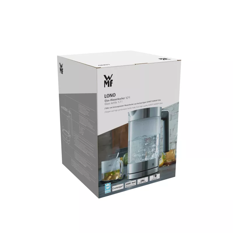 WMF Lono 0413150011 hervidor eléctrico 1,7 l 3000 W Cromo, Transparente