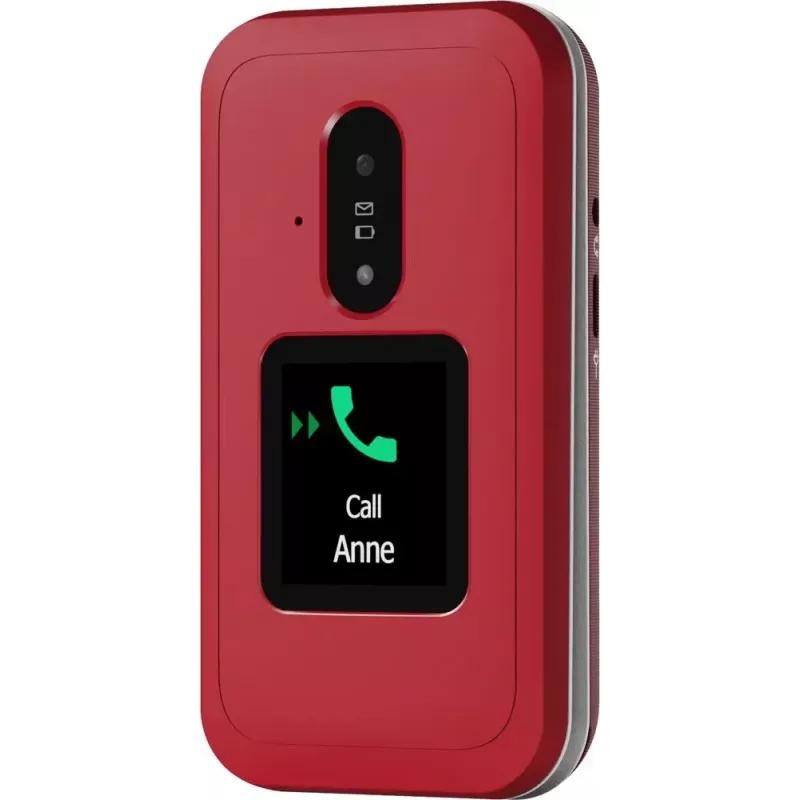 Teléfono básico Doro Leva E30 Teléfono plegable, 2,8 pulgadas (7,11 cm) 320x240, Single-SIM, Cámara 0,3 MP, 1150 mAh, IP55, Rojo/Blanco