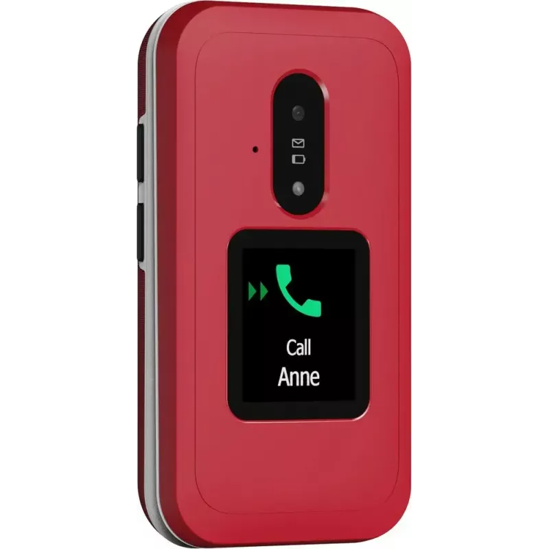 Teléfono básico Doro Leva E30 Teléfono plegable, 2,8 pulgadas (7,11 cm) 320x240, Single-SIM, Cámara 0,3 MP, 1150 mAh, IP55, Rojo/Blanco
