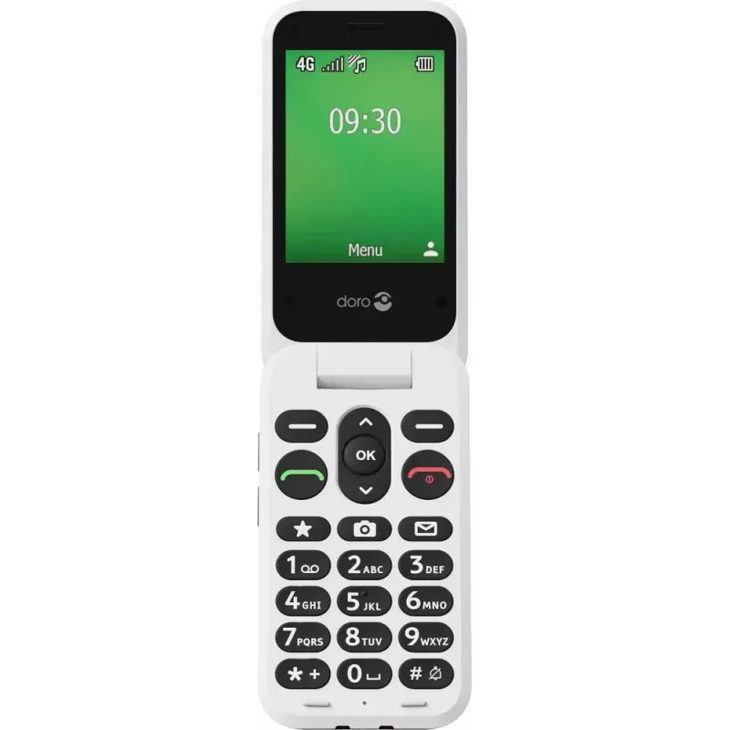 Teléfono básico Doro Leva E30 Teléfono plegable, 2,8 pulgadas (7,11 cm) 320x240, Single-SIM, Cámara 0,3 MP, 1150 mAh, IP55, Rojo/Blanco