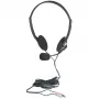 Auriculares estéreo on-ear Manhattan (3,5 mm), varilla de micrófono, control de volumen en línea, almohadillas de espuma, 2 conectores jack estéreo de 3,5 mm estándar para uso de audio/micrófono, cable de 2 m, negro, tres años de garantía