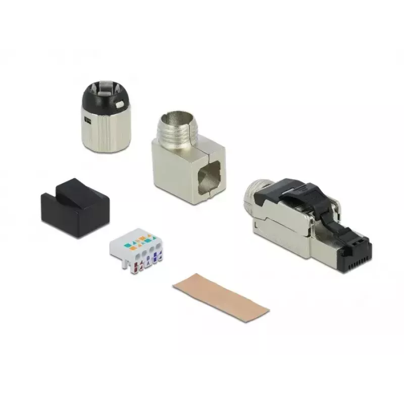 Conector RJ45 de montaje en campo Cat.6A metal en ángulo DeLOCK 86289