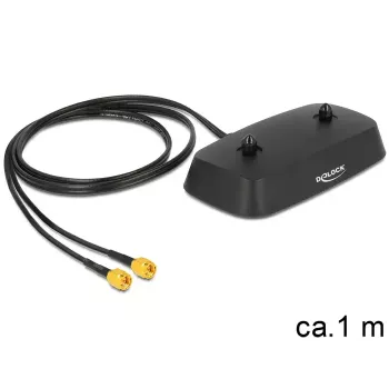 DeLOCK 88739 Base para antena, 2x SMA, cable de 1 m, negro