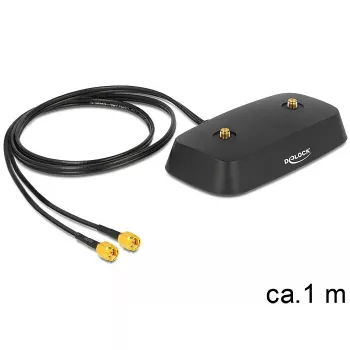 DeLOCK 88739 Base para antena, 2x SMA, cable de 1 m, negro