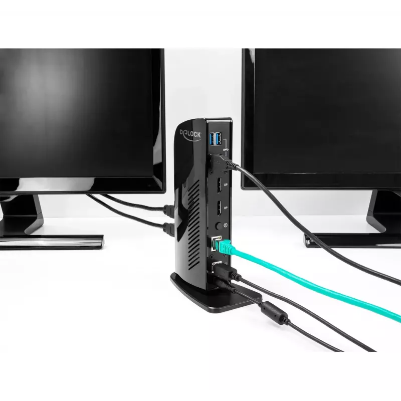 DeLOCK Base de acoplamiento USB Dual DisplayPort 4K USB 3.2 LAN Audio