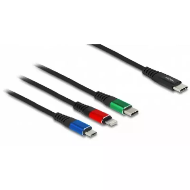 Cable de carga USB DeLOCK 3 en 1 Type-A a 2 x Lightning USB Type-C 30 cm