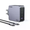 Cargador Ugreen Nexode Pro 160W GaN con cable USB-C universal negro, gris AC carga rápida para interiores