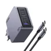 Cargador Ugreen Nexode Pro 160W GaN con cable USB-C universal negro, gris AC carga rápida para interiores