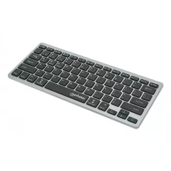 Teclado inalámbrico dual mode ultrafino Manhattan, distribución QWERTZ alemana, Bluetooth (v3.0) e inalámbrico (2,4 GHz), 78 teclas planas de tijera, gestión automática de energía, alcance 10 m, microreceptor USB-A, pila AAA (incluida), Windows y Mac, tres años de garantía