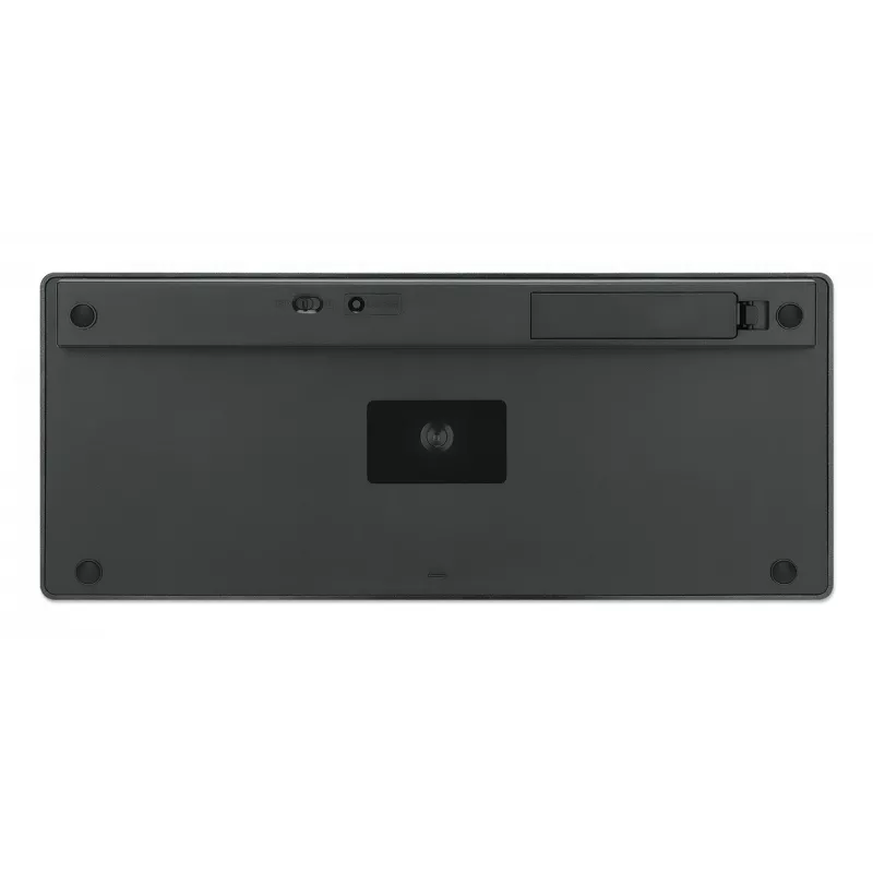 Teclado inalámbrico dual mode ultrafino Manhattan, distribución QWERTZ alemana, Bluetooth (v3.0) e inalámbrico (2,4 GHz), 78 teclas planas de tijera, gestión automática de energía, alcance 10 m, microreceptor USB-A, pila AAA (incluida), Windows y Mac, tres años de garantía