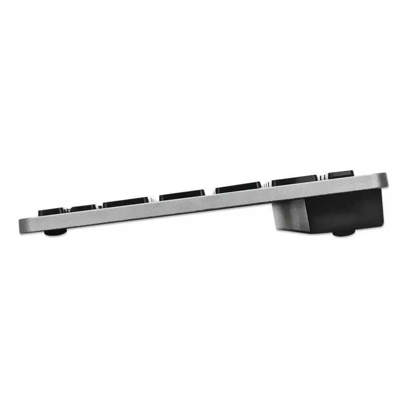 Teclado inalámbrico dual mode ultrafino Manhattan, distribución QWERTZ alemana, Bluetooth (v3.0) e inalámbrico (2,4 GHz), 78 teclas planas de tijera, gestión automática de energía, alcance 10 m, microreceptor USB-A, pila AAA (incluida), Windows y Mac, tres años de garantía