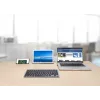 Teclado inalámbrico dual mode ultrafino Manhattan, distribución QWERTZ alemana, Bluetooth (v3.0) e inalámbrico (2,4 GHz), 78 teclas planas de tijera, gestión automática de energía, alcance 10 m, microreceptor USB-A, pila AAA (incluida), Windows y Mac, tres años de garantía