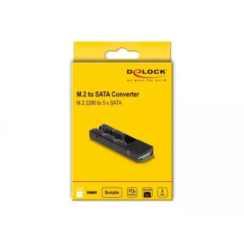 Conversor DeLOCK M.2 2280 Key B+M macho a 5 x SATA con disipador