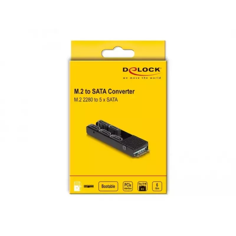 Conversor DeLOCK M.2 2280 Key B+M macho a 5 x SATA con disipador