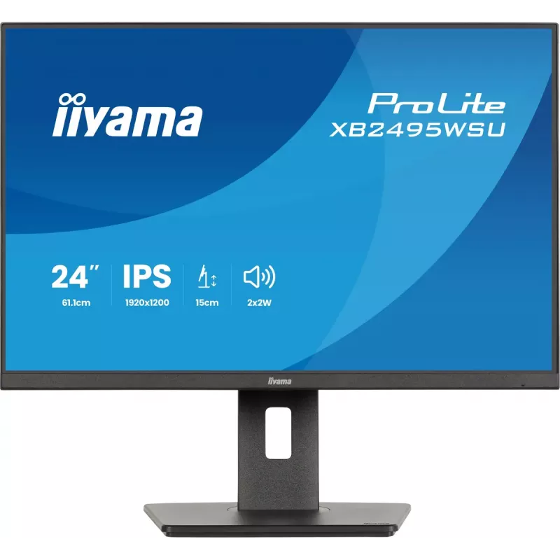 Monitor IIYAMA ProLite XB2495WSU-B1 61,2 cm (24.1 pulgadas) 1920×1200 IPS Full HD, 4 ms, hub USB 3.2, regulable en altura, altavoces