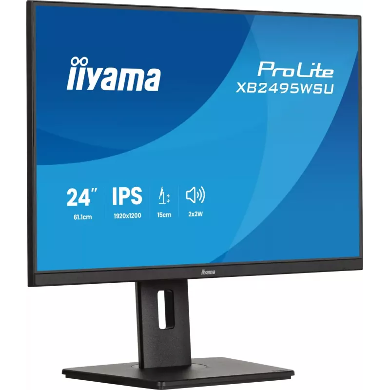 Monitor IIYAMA ProLite XB2495WSU-B1 61,2 cm (24.1 pulgadas) 1920×1200 IPS Full HD, 4 ms, hub USB 3.2, regulable en altura, altavoces