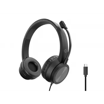 Auriculares CONCEPTRONIC POLONA05BC — Estéreo USB-C, Micrófono con cancelación de ruido, Supraaurales, Cable de 2 m, 20–22000 Hz, Negro