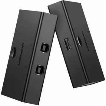 Conmutador USB UGREEN UGR423 2x1 negro — 2 ordenadores a 1 dispositivo USB, botón manual