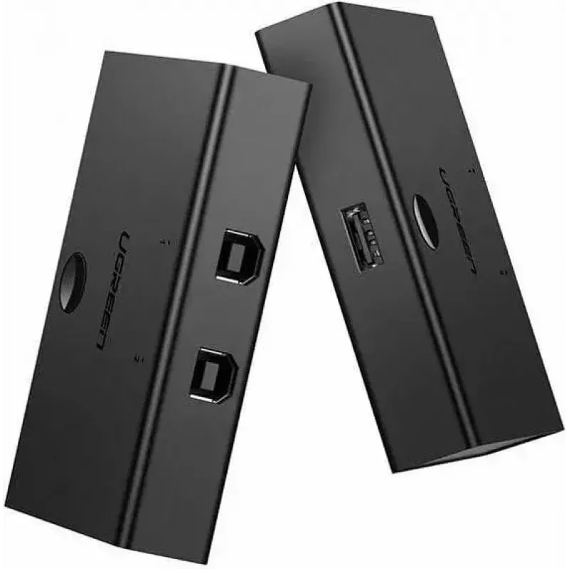 Conmutador USB UGREEN UGR423 2x1 negro — 2 ordenadores a 1 dispositivo USB, botón manual