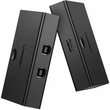 Conmutador USB UGREEN UGR423 2x1 negro — 2 ordenadores a 1 dispositivo USB, botón manual