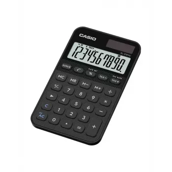 Calculadora de bolsillo CASIO SL-310YC, básica, 10 dígitos, batería y solar, funciones de impuestos y beneficios, negra