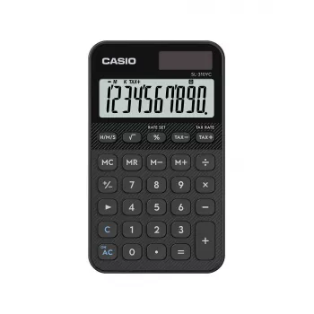 Calculadora de bolsillo CASIO SL-310YC, básica, 10 dígitos, batería y solar, funciones de impuestos y beneficios, negra