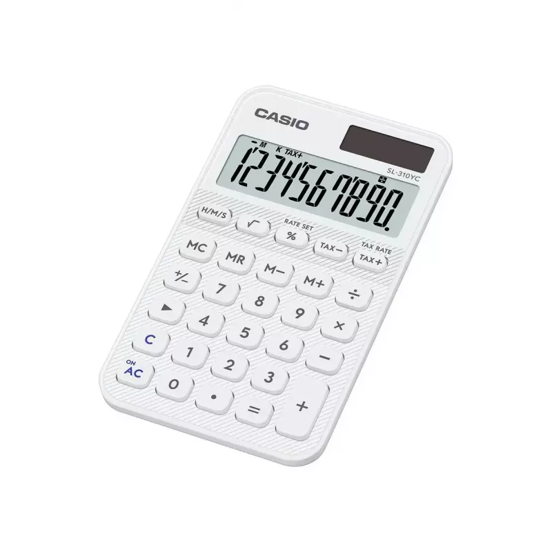 Calculadora de bolsillo CASIO SL-310YC Pocket Basic, 10 dígitos, batería/solar, blanca