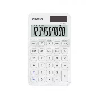 Calculadora de bolsillo CASIO SL-310YC Pocket Basic, 10 dígitos, batería/solar, blanca