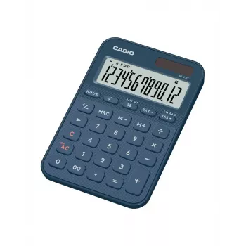 Calculadora de sobremesa básica CASIO MS-20YC — 12 dígitos, funciones de impuestos y beneficios, batería/solar, azul marino