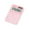 Calculadora de sobremesa básica CASIO MS-20YC — 12 dígitos, funciones de impuestos y beneficios, batería/solar, rosa claro