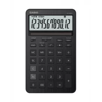 Calculadora de sobremesa CASIO JW-200DQ – Basic, 12 dígitos, funciones de impuestos y beneficios, batería/solar, negra