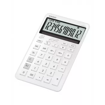 Calculadora de sobremesa CASIO JW-200DQ calculadora básica de 12 dígitos, batería/solar, funciones de impuestos y beneficios, blanca
