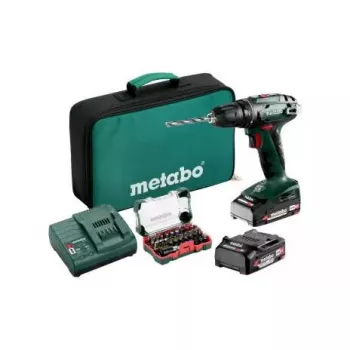 Atornillador-taladro compacto a batería Metabo BS 18 — 18 V LiPo, 1,3 kg, portabrocas de sujeción rápida, 1 cm, 1600 rpm, 20 mm madera