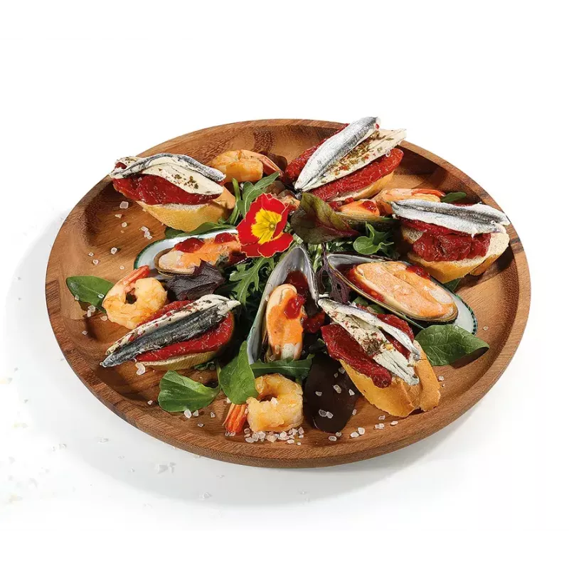 Bandeja de servir Zassenhaus plato de aperitivo madera redondo 30 cm