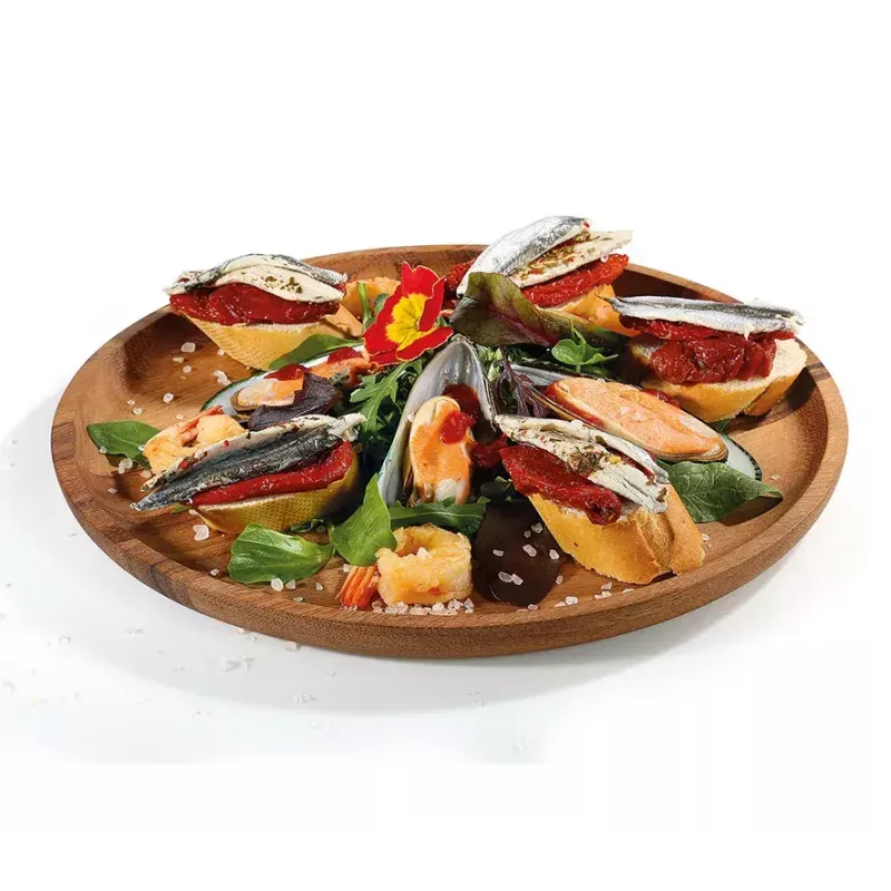 Bandeja de servir Zassenhaus plato de aperitivo madera redondo 30 cm