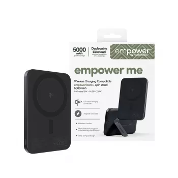 PanzerGlass empower™ by ® empower™ banco con soporte giratorio | 5000mAh | Space Black