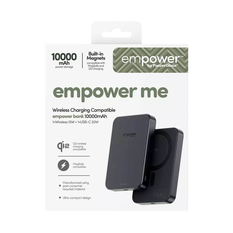 Batería portátil PanzerGlass empower™ 10000mAh Space Black, 0,245 kg