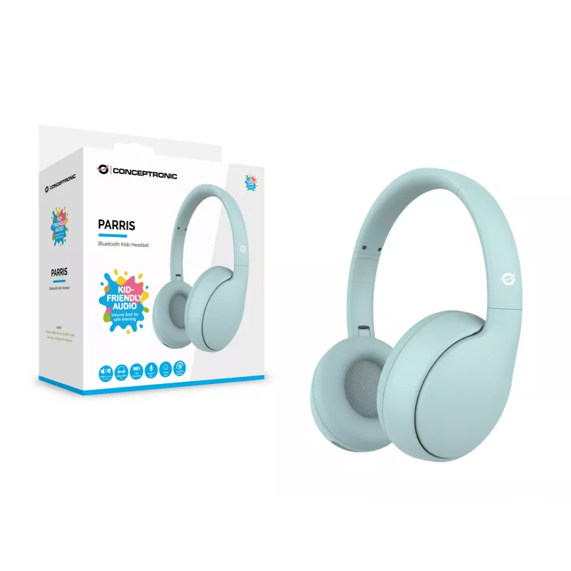 Auriculares CONCEPTRONIC PARRIS04B — auriculares infantiles Bluetooth y con cable, circumaurales, 20–20.000 Hz, 170 g, azul claro
