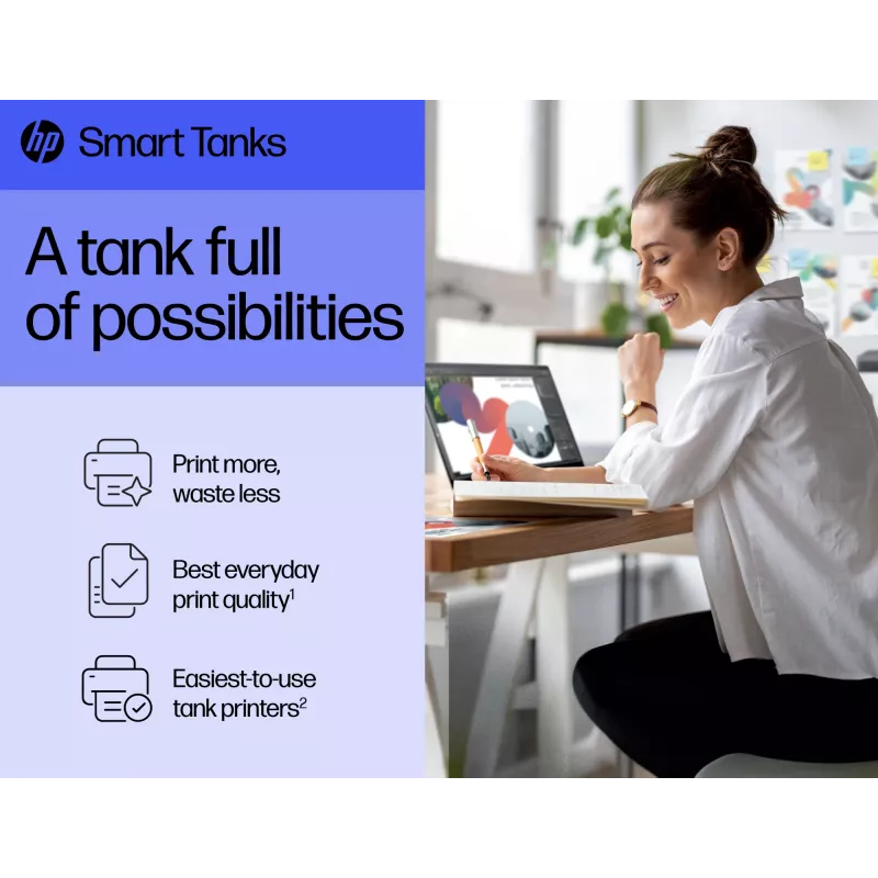 Impresora HP Smart Tank, inyección térmica de tinta, impresión en color, 4800 x 1200 DPI, A4, impresión directa, gris
