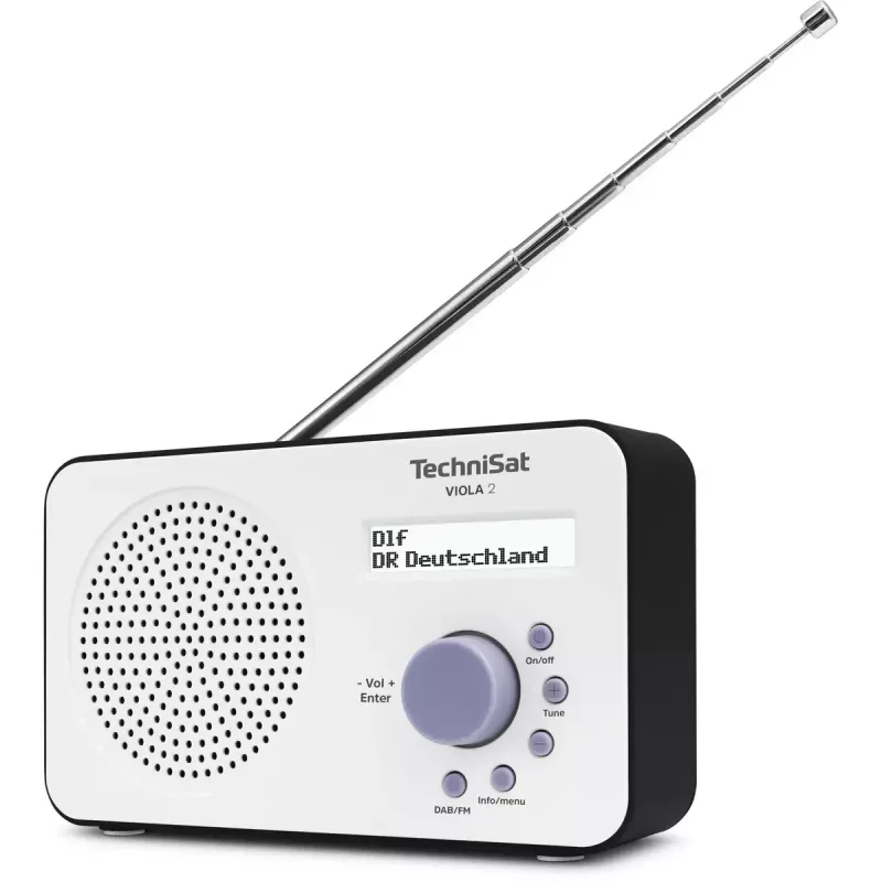 Radio digital portátil TECHNISAT 0000/3906 — DAB/DAB+/FM, 1 W RMS, LCD, 3,5 mm, blanco/negro, 0,338 kg