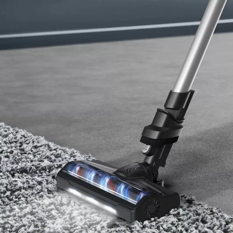 Aspirador escoba 2 en 1 Rowenta RH6A35 — inalámbrico, litio-ion, 140 W, sin bolsa, tecnología ciclónica, lila/plata, cepillo LED