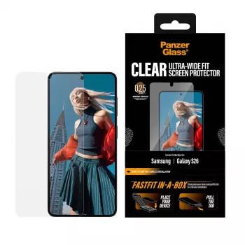 Protector de pantalla PanzerGlass para Samsung New Galaxy S 2026 — Ultra-Wide Fit, PET+sílice, FASTFIT