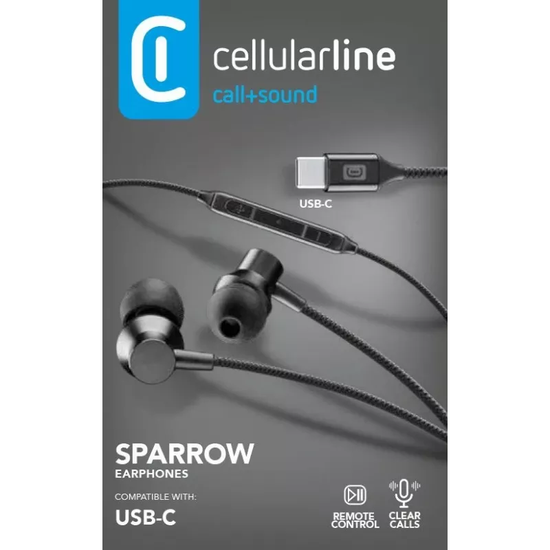 Auriculares estéreo in-ear Cellularline SPARROW con micrófono y mando a distancia