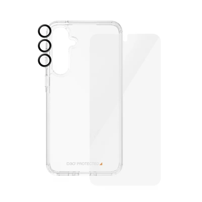 Set de protección de pantalla PanzerGlass 3 en 1 para Samsung Galaxy A55 5G – Ultra-Wide Fit, EasyAligner, cristal templado/PET