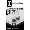 Anillo de lente de cámara Cellularline - iPhone 16/16 Plus Cristal templado para protección de la cámara