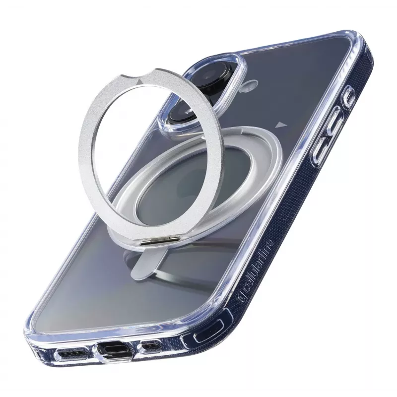 Cellularline Spin Mag - Funda para iPhone 16 con soporte de anillo giratorio, compatible con el ecosistema Magsafe