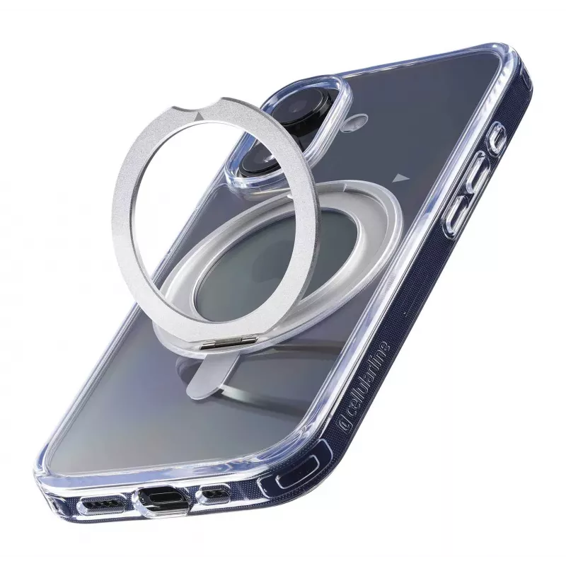 Cellularline Spin Mag - Funda para iPhone 16 con soporte de anillo giratorio, compatible con el ecosistema Magsafe