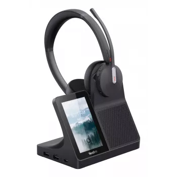 Yealink WH64 auricular dual — con cable e inalámbrico Bluetooth, supraaural, diadema, 50 m de alcance, Negro